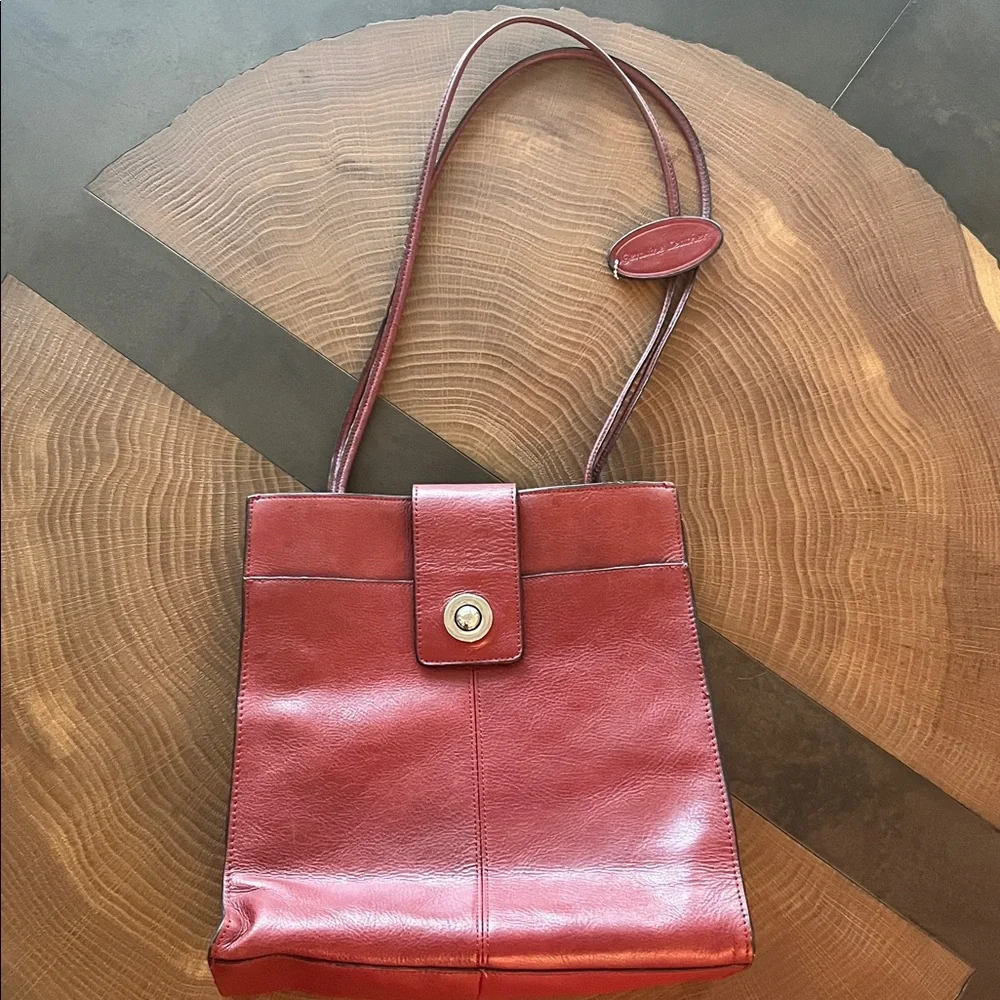 Pelle Studio Red Tote with Branded Patch - Picture 1 of 7